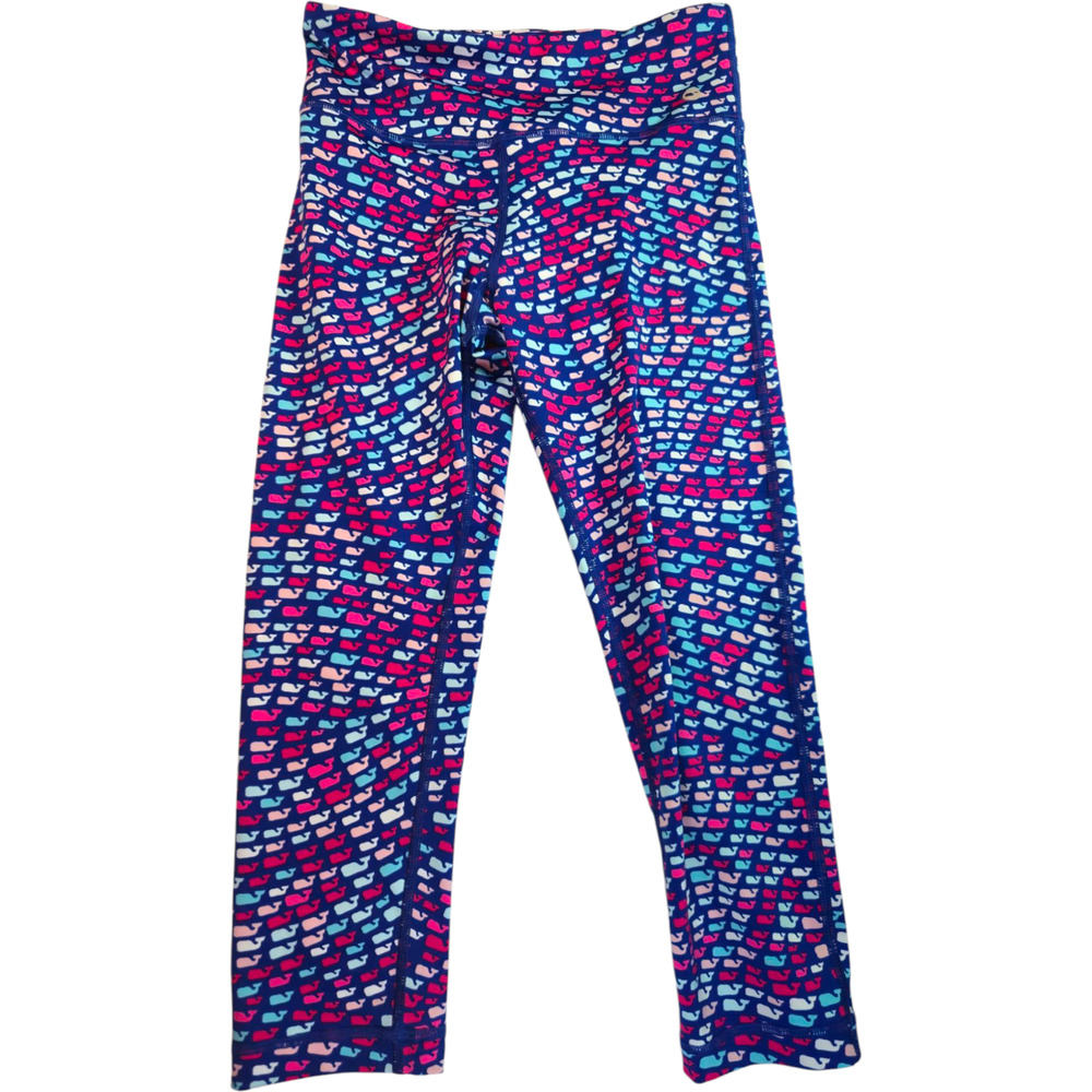 Vineyard Vines Performance Womens Leggings Size XS Navy & Pink Whale Print